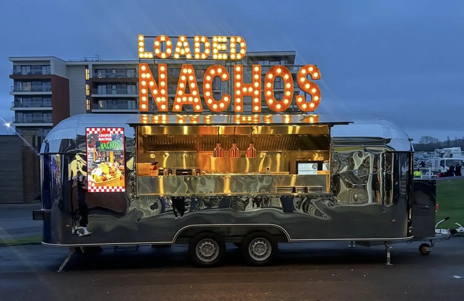 Stuffed Gourmet Trailers polished Airstream trailer