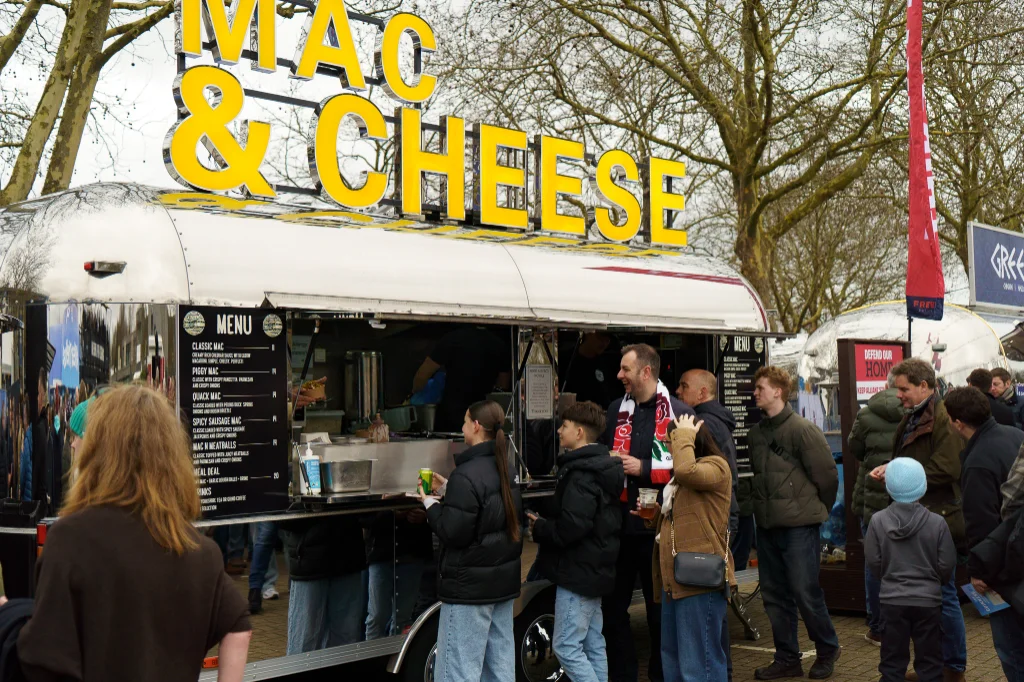 Stuffed Gourmet Trailers trailer at Twickenham with guests queueing